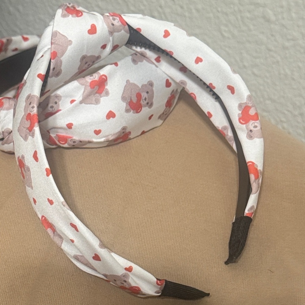 White & Red Bear-Print Knot Headband - Set of 2